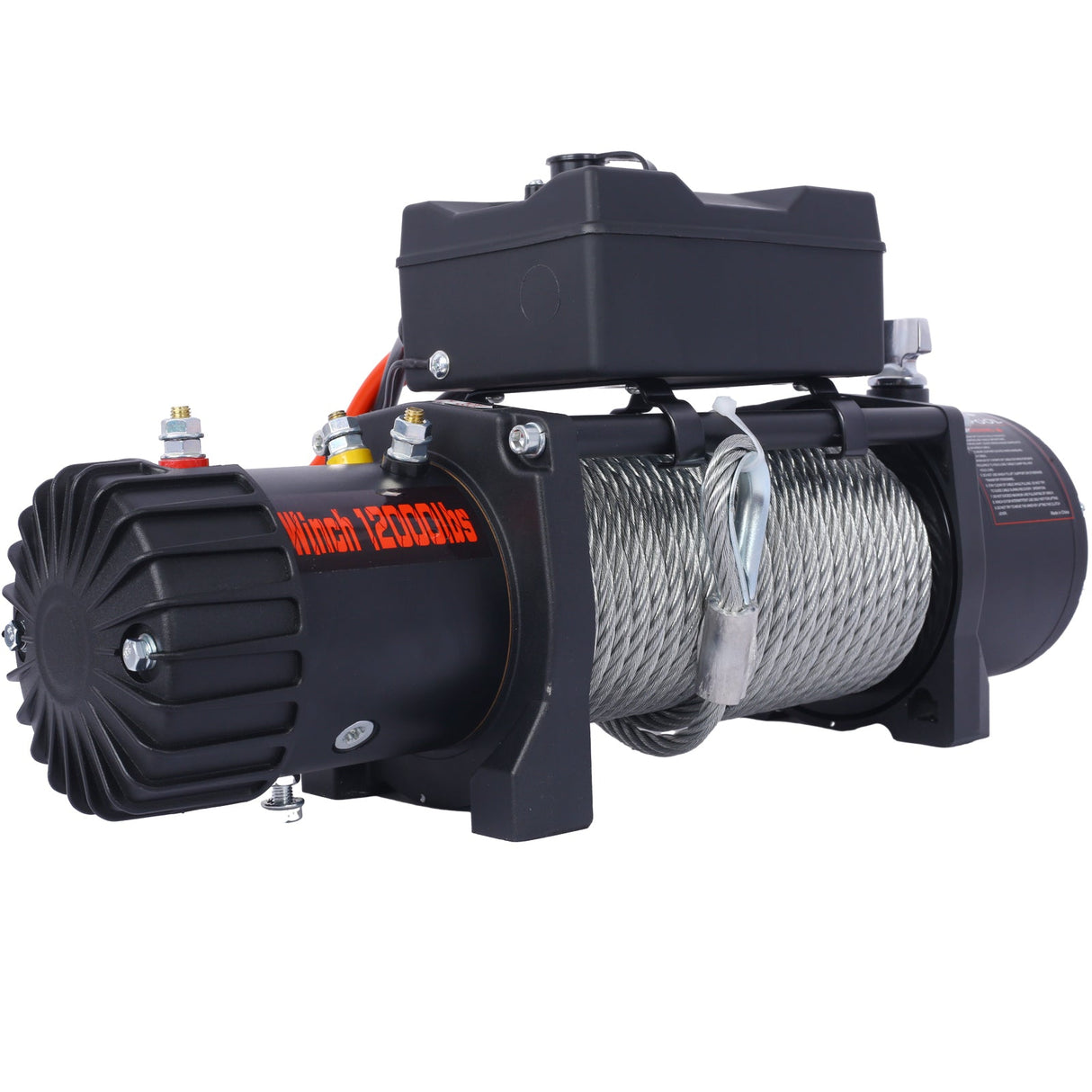 12V 12000LB Electric Winch Towing Trailer Steel Cable Off Road Waterproof Wire Cable - Fab Heavy Parts
