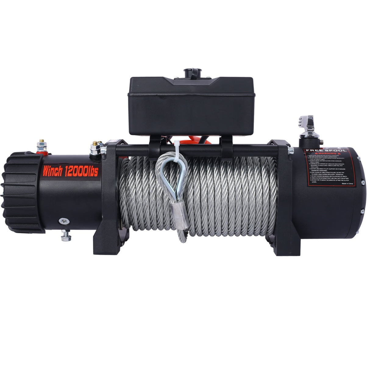 12V 12000LB Electric Winch Towing Trailer Steel Cable Off Road Waterproof Wire Cable - Fab Heavy Parts