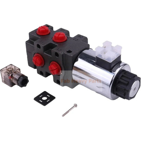 12V 24GPM Hydraulic Multiplier Selector Diverter Solenoid Valve DV90 - 08S Fits for Double/Single Acting Cylinders 6 Ports with 8 SAE (3/4” - 16) - Fab Heavy Parts
