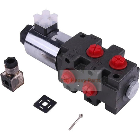 12V 24GPM Hydraulic Multiplier Selector Diverter Solenoid Valve DV90 - 08S Fits for Double/Single Acting Cylinders 6 Ports with 8 SAE (3/4” - 16) - Fab Heavy Parts