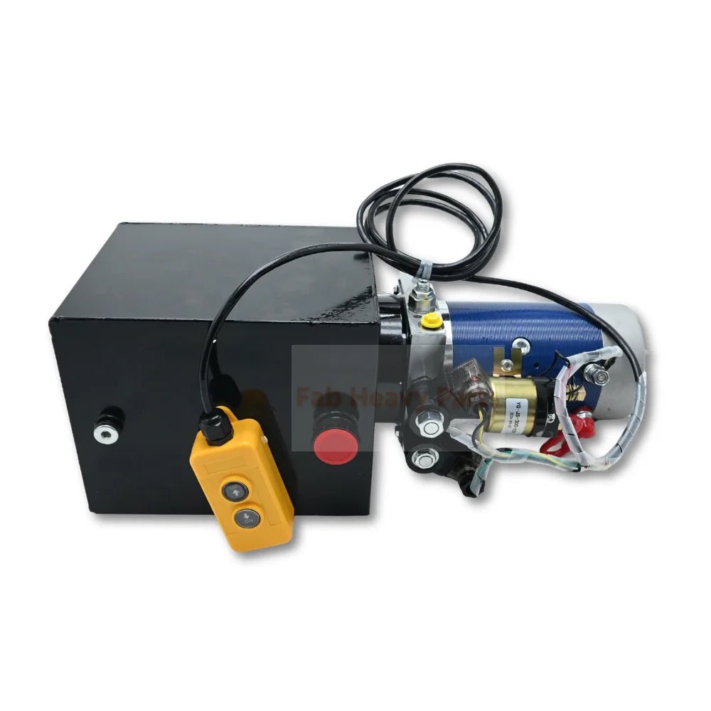 12V DC Double Acting Hydraulic Power Unit 8 Quart Steel Tank 3kW 1.8GPM 2900PSI SAE 8 Fits for Dump Trailer Car Lifting - Fab Heavy Parts