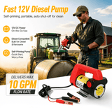 12V DC Portable Self-Priming Diesel Transfer Pump Electric Fuel Extractor with Auto Shut-off Nozzle & Hose Suitable for Diesel Kerosene Machinery Transformer Oil - Fab Heavy Parts