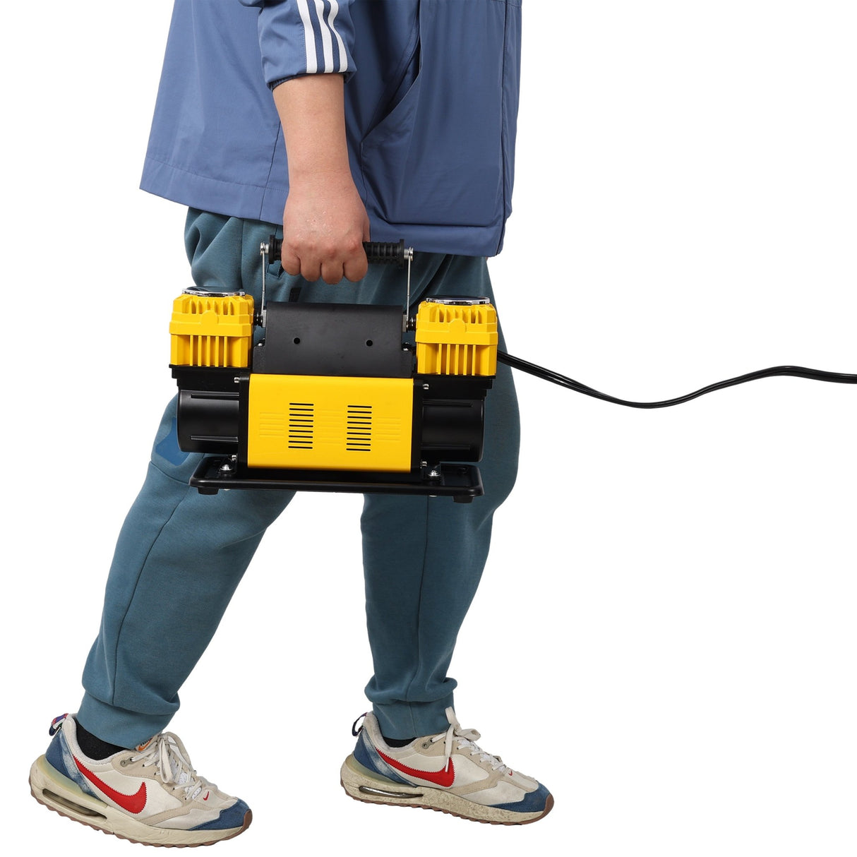 12V Dual Cylinder Heavy Duty Air Compressor Tire Inflator with Pressure Gauge Max 150 PSI - Fab Heavy Parts