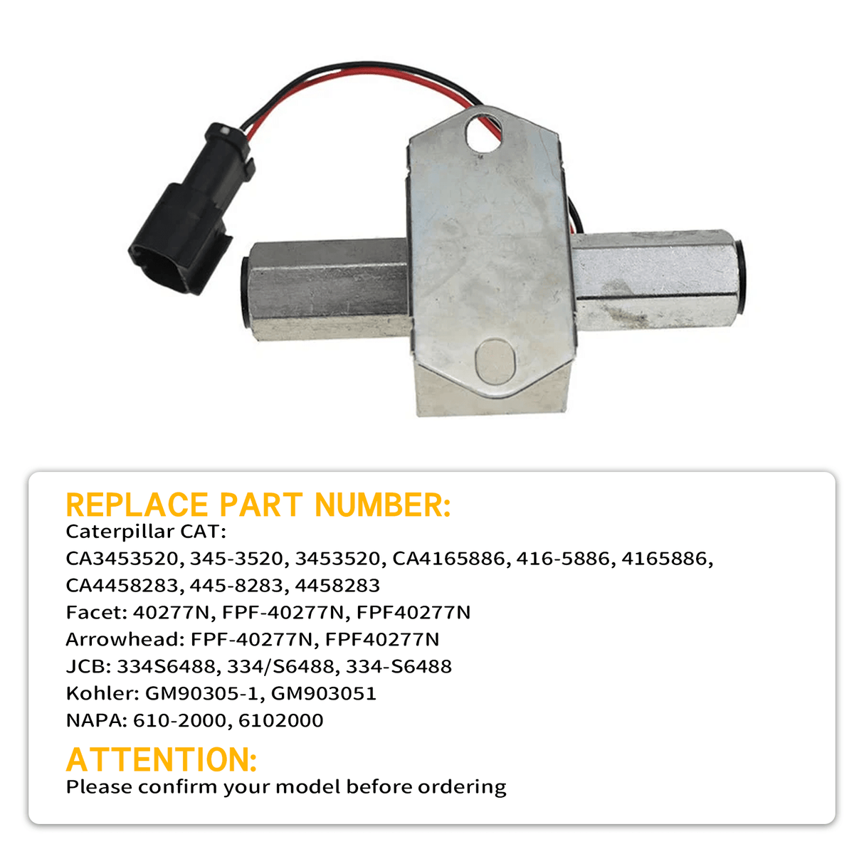 12V Fuel Pump 345 - 3520 Fits for Caterpillar CAT 59D 226D 232D 236D 279D 289D 299D 910K 914K Loader - Fab Heavy Parts