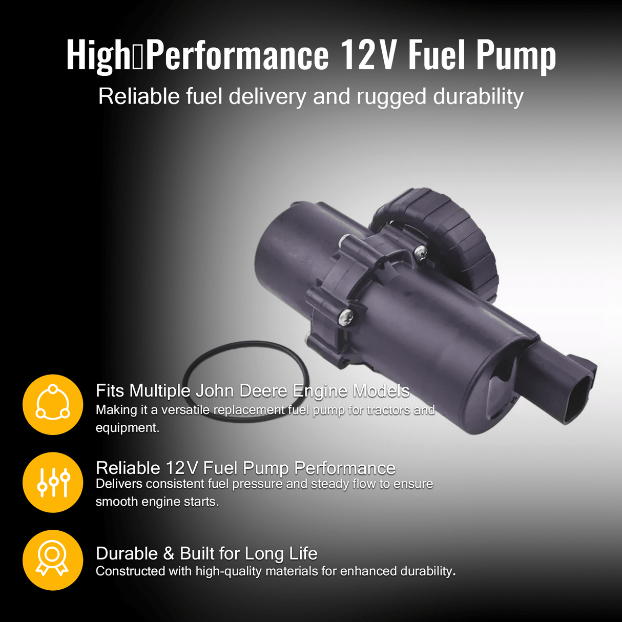 12V Fuel Pump DZ119107 for John Deere 4045 6068 2204 7200J 7210J 7215J - Fab Heavy Parts
