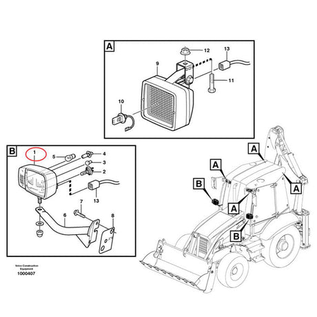 12V Headlamp VOE11882263 for Volvo BL61 BL61B L20B L20F L25B Loader - Fab Heavy Parts