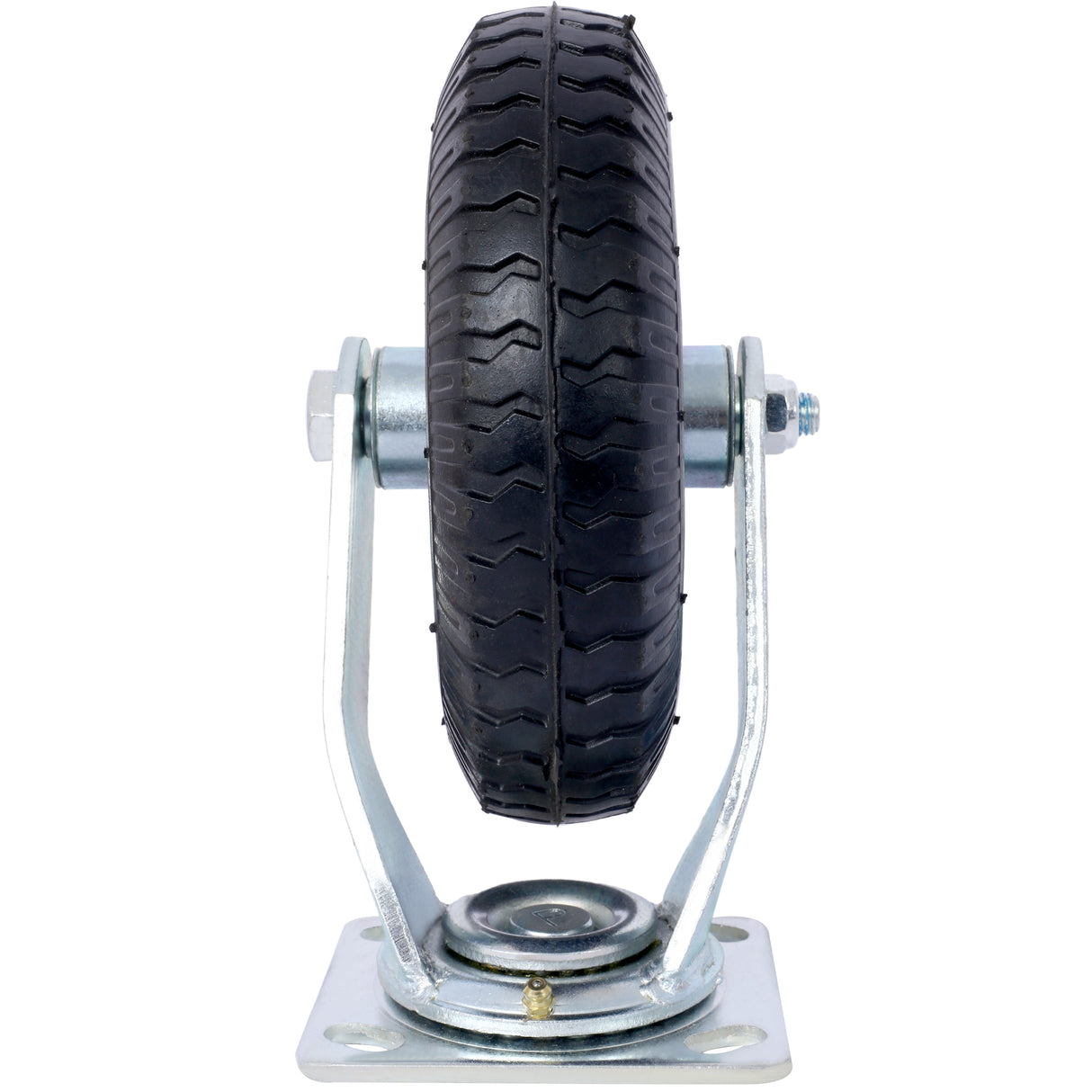 4 STK 8IN Hjul pneumatisk dekk (2 STK svingbar + 2 STK stiv) Hjul Svingplate stålnav med kulelager 5/8-tommers boring sentrert aksel svart