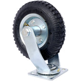 2PCS 8IN Pneumatic Tire Caster Wheel Swivel Plate Steel Hub with Ball Bearings 5/8-Inch Bore Centered Axle Black