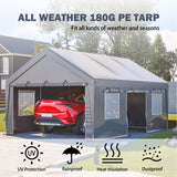 13'x20' Canopy with 2 Roll - Up Door Waterproof Party Tent Carport & Storage Shelter for Outdoor, Car, Boat, Garden Party, Gathering - Fab Heavy Parts