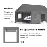 13'x20' Canopy with 2 Roll - Up Door Waterproof Party Tent Carport & Storage Shelter for Outdoor, Car, Boat, Garden Party, Gathering - Fab Heavy Parts