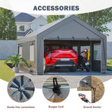 13'x20' Canopy with 2 Roll - Up Door Waterproof Party Tent Carport & Storage Shelter for Outdoor, Car, Boat, Garden Party, Gathering - Fab Heavy Parts