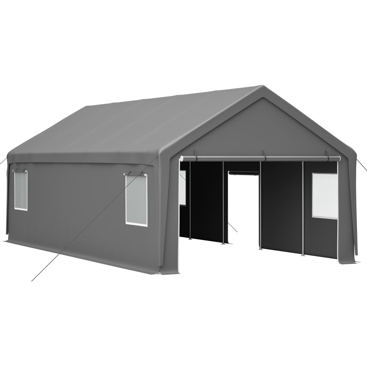 13x26 FT Heavy Duty Carport Canopy with 2 Roll - Up Doors + 1 Side Door Removable End Walls & Windows All - Weather Portable Garage Shelter for Car, Truck, Boat, Vehicle - Fab Heavy Parts