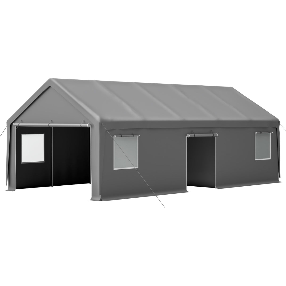 13x26 FT Heavy Duty Carport Canopy with 2 Roll - Up Doors + 1 Side Door Removable End Walls & Windows All - Weather Portable Garage Shelter for Car, Truck, Boat, Vehicle - Fab Heavy Parts