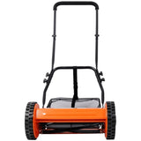 14 - Inch 5 - Blade Push Reel Lawn Mower with Grass Catcher - Orange - Fab Heavy Parts