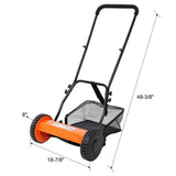 14 - Inch 5 - Blade Push Reel Lawn Mower with Grass Catcher - Orange - Fab Heavy Parts