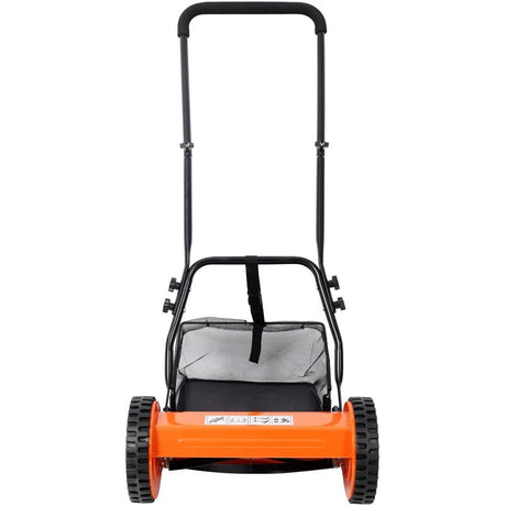 14 - Inch 5 - Blade Push Reel Lawn Mower with Grass Catcher - Orange - Fab Heavy Parts