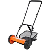 14 - Inch 5 - Blade Push Reel Lawn Mower with Grass Catcher - Orange - Fab Heavy Parts