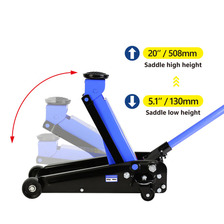 6,000 Lbs Hydraulic Trolley Low Profile and Steel Racing Floor Jack with Piston Quick Lift Single Pump Lifting Range 5.1"-20"