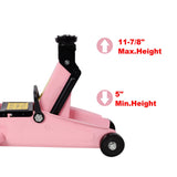1.5 Ton Low Profile Hydraulic Floor Jack Lifting Range 5" - 11.8" with Plastic Case - Pink - Fab Heavy Parts