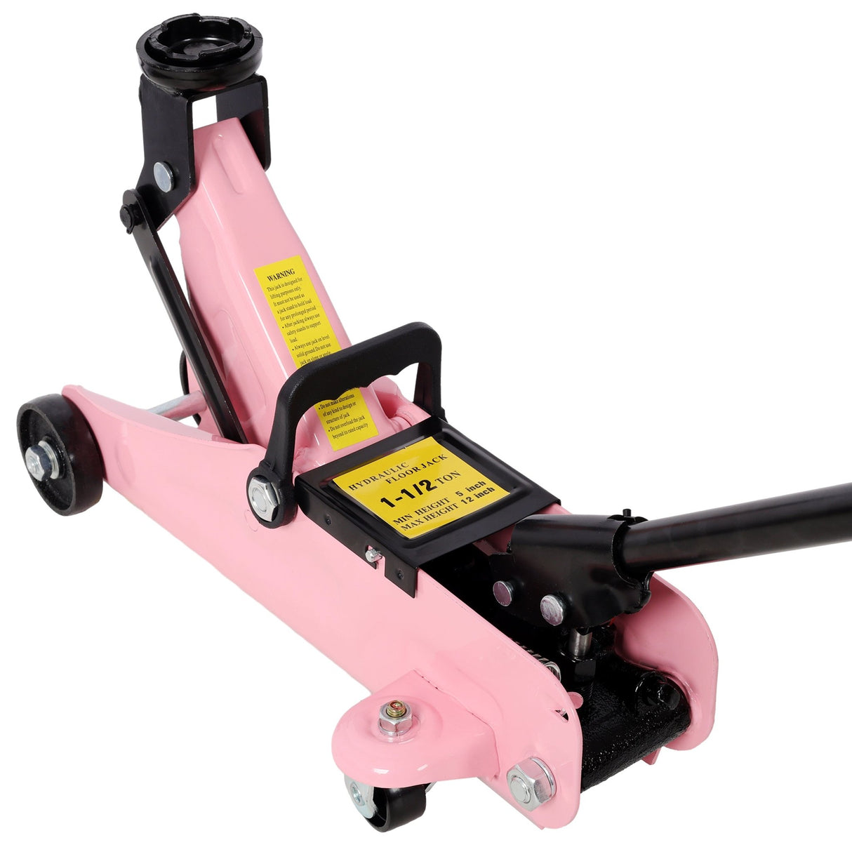 1.5 Ton Low Profile Hydraulic Floor Jack Lifting Range 5" - 11.8" with Plastic Case - Pink - Fab Heavy Parts