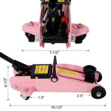 1.5 Ton Low Profile Hydraulic Floor Jack Lifting Range 5" - 11.8" with Plastic Case - Pink - Fab Heavy Parts