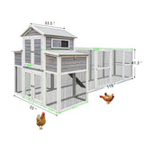 150“ Extra Large Outdoor Wooden Chicken Coop with Rust - Proof Metal Wire 2 Nesting Boxes 5 Perches - Fab Heavy Parts
