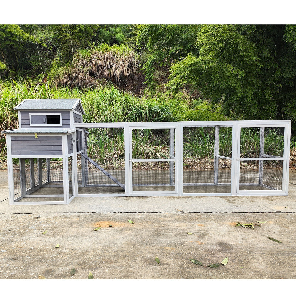 150“ Extra Large Outdoor Wooden Chicken Coop with Rust - Proof Metal Wire 2 Nesting Boxes 5 Perches - Fab Heavy Parts