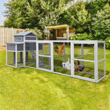 150“ Extra Large Outdoor Wooden Chicken Coop with Rust - Proof Metal Wire 2 Nesting Boxes 5 Perches - Fab Heavy Parts