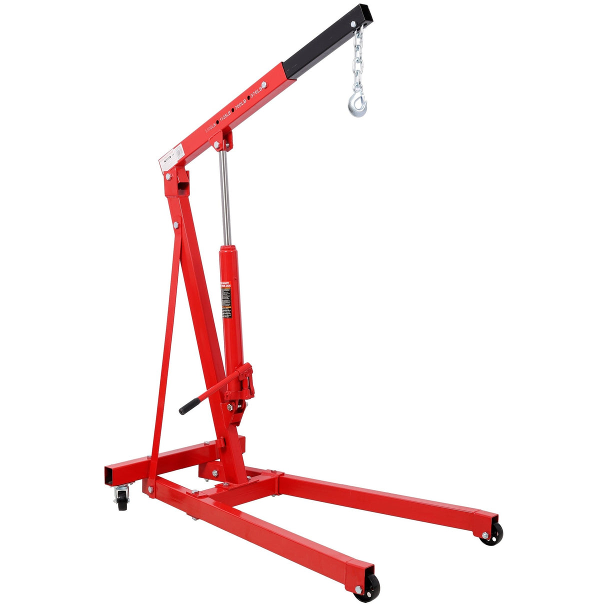 1500 LBS Folding Engine Hoist Lift Heavy Duty Steel with 4 Iron Caster Wheels - Red - Fab Heavy Parts