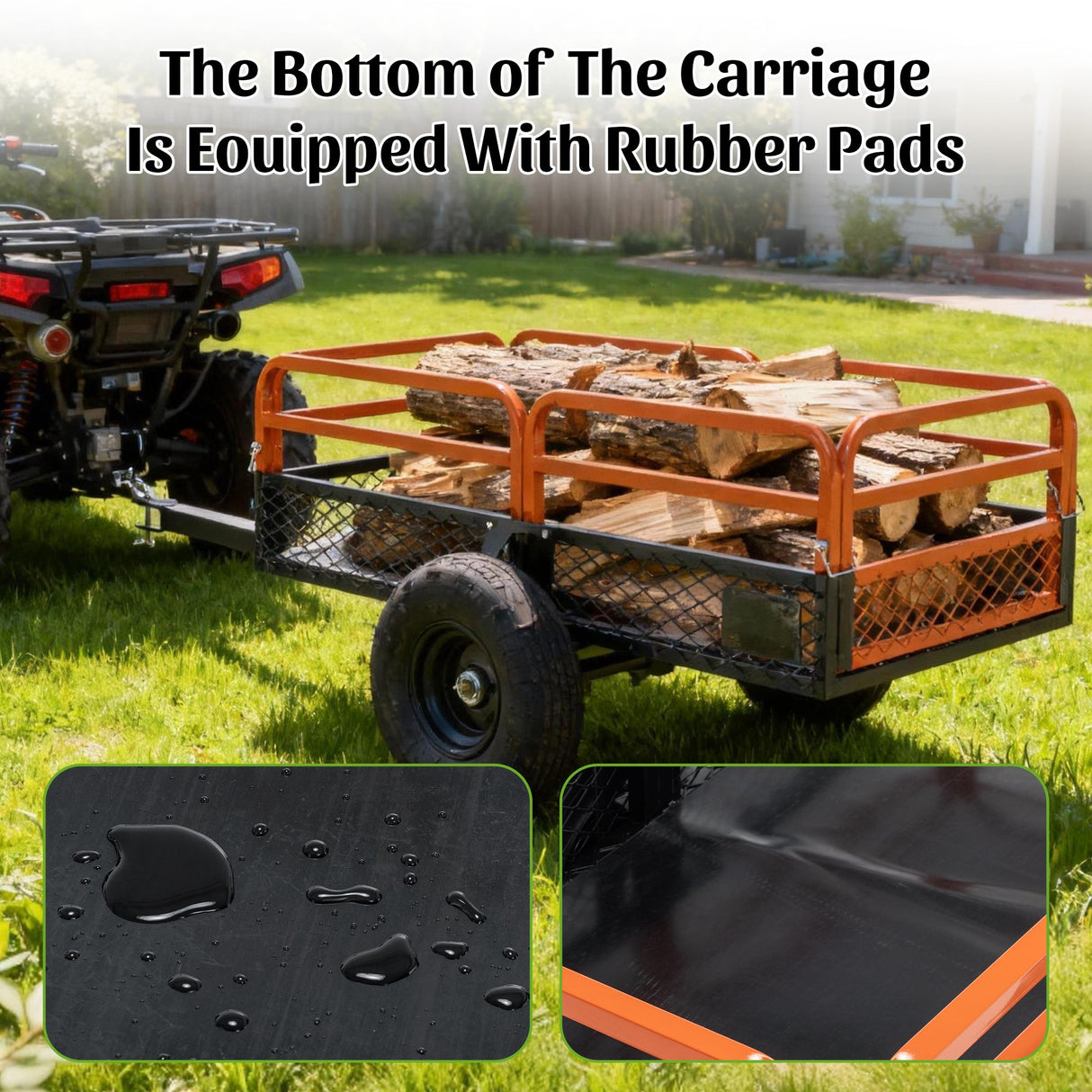 1500LBS Capacity 15 Cubic Feet Dump Cart Trailer Heavy Duty Tow Behind Hauling & Dumping Wagon for ATV, UTV, Lawn Tractor and Garden - Fab Heavy Parts