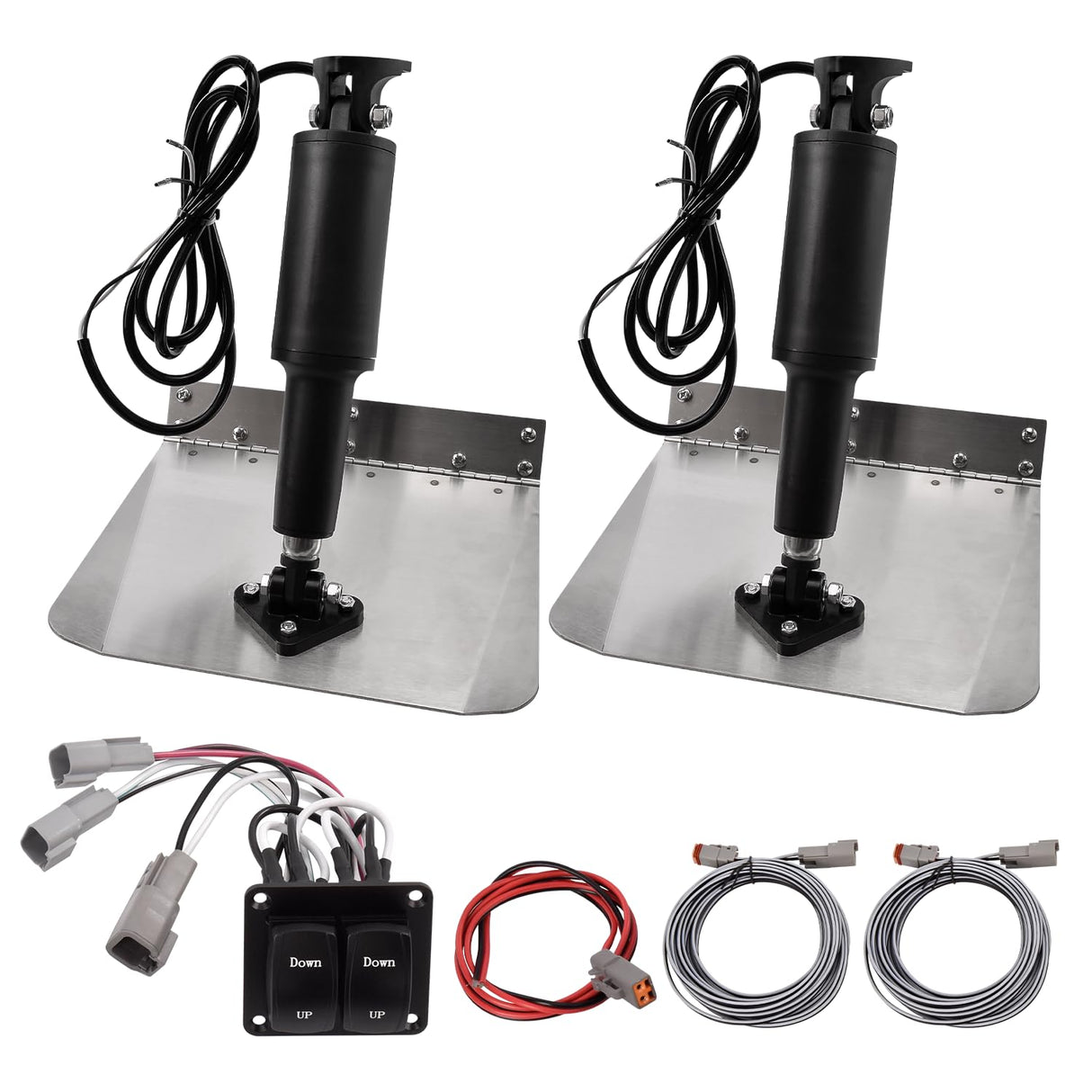 15101-104 9" x 12" Standard Electric Trim Tab Kit 12V with Double Rocker Switch 15001-101 15101104 15001101 10222-211D for Boat Size 16ft to 25ft - Fab Heavy Parts
