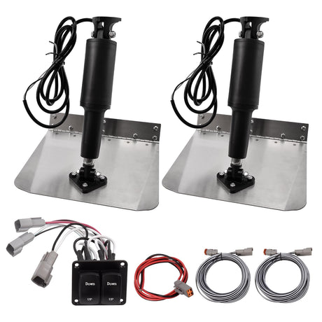 15101-104 9" x 12" Standard Electric Trim Tab Kit 12V with Double Rocker Switch 15001-101 15101104 15001101 10222-211D for Boat Size 16ft to 25ft - Fab Heavy Parts