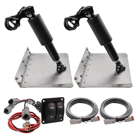 15101-104 9" x 12" Standard Electric Trim Tab Kit 12V with Double Rocker Switch 15001-101 15101104 15001101 10222-211D for Boat Size 16ft to 25ft - Fab Heavy Parts