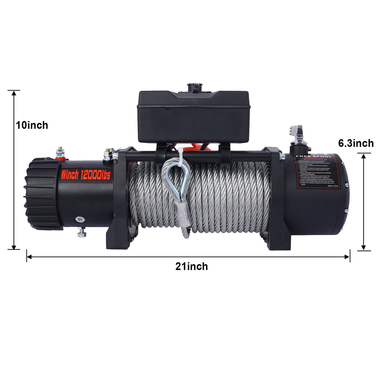 12V 12000LB Electric Winch Towing Trailer Steel Cable Off Road Waterproof Wire Cable