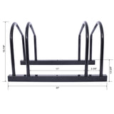 2 Bikes Floor Bike Stand Parking Rack 22-28" Wheel Max Tire Width 2.15" Black Painted