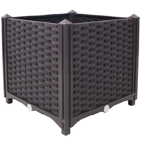 15.7" L X 15.7" D X 14.7" H Deep Raised Garden Bed Plastic Planter Boxes for Vegetables Flowers Herbs and Succulents Self - Watering Raised - Brown - Fab Heavy Parts
