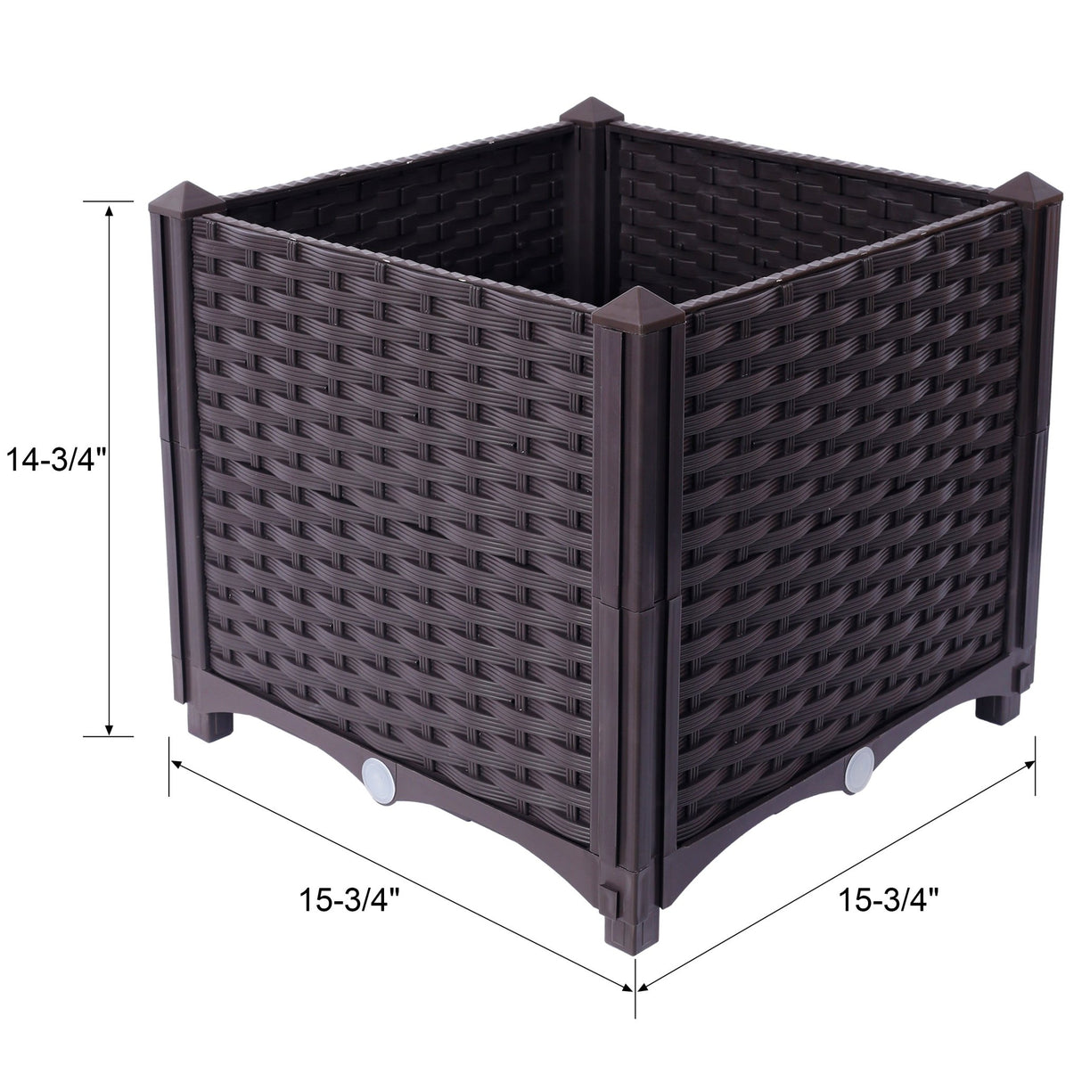 15.7" L X 15.7" D X 14.7" H Deep Raised Garden Bed Plastic Planter Boxes for Vegetables Flowers Herbs and Succulents Self - Watering Raised - Brown - Fab Heavy Parts