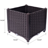15.7" L X 15.7" D X 14.7" H Deep Raised Garden Bed Plastic Planter Boxes for Vegetables Flowers Herbs and Succulents Self - Watering Raised - Brown - Fab Heavy Parts