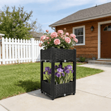 15.7"x15.7"x27.7" Elevated Planter Garden Box with Drainage Plug Raised Beds for Vegetable/Flower/Herb Outdoor Standing Gardening Kit - Black - Fab Heavy Parts
