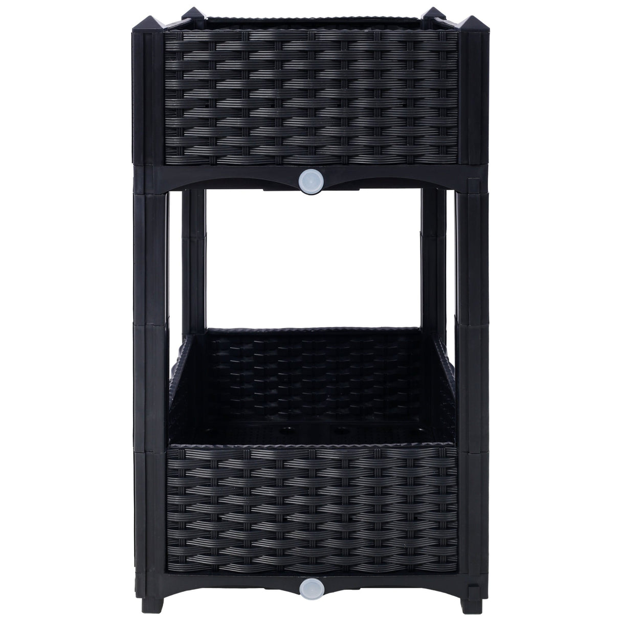15.7"x15.7"x27.7" Elevated Planter Garden Box with Drainage Plug Raised Beds for Vegetable/Flower/Herb Outdoor Standing Gardening Kit - Black - Fab Heavy Parts