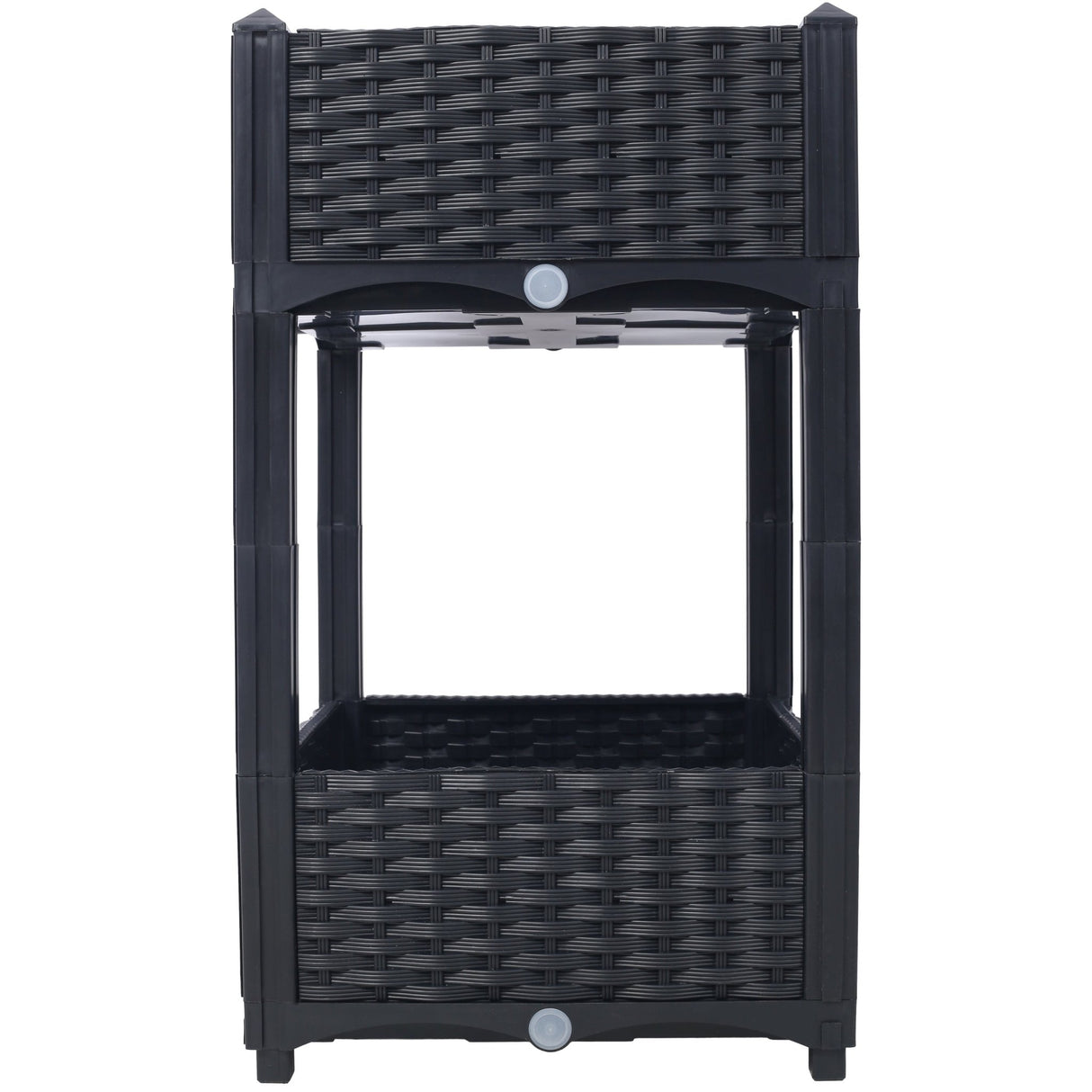 15.7"x15.7"x27.7" Elevated Planter Garden Box with Drainage Plug Raised Beds for Vegetable/Flower/Herb Outdoor Standing Gardening Kit - Black - Fab Heavy Parts