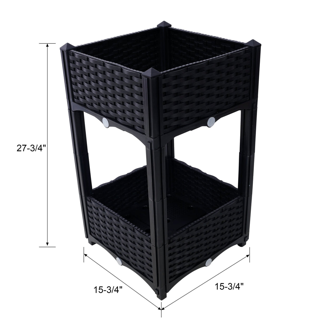15.7"x15.7"x27.7" Elevated Planter Garden Box with Drainage Plug Raised Beds for Vegetable/Flower/Herb Outdoor Standing Gardening Kit - Black - Fab Heavy Parts