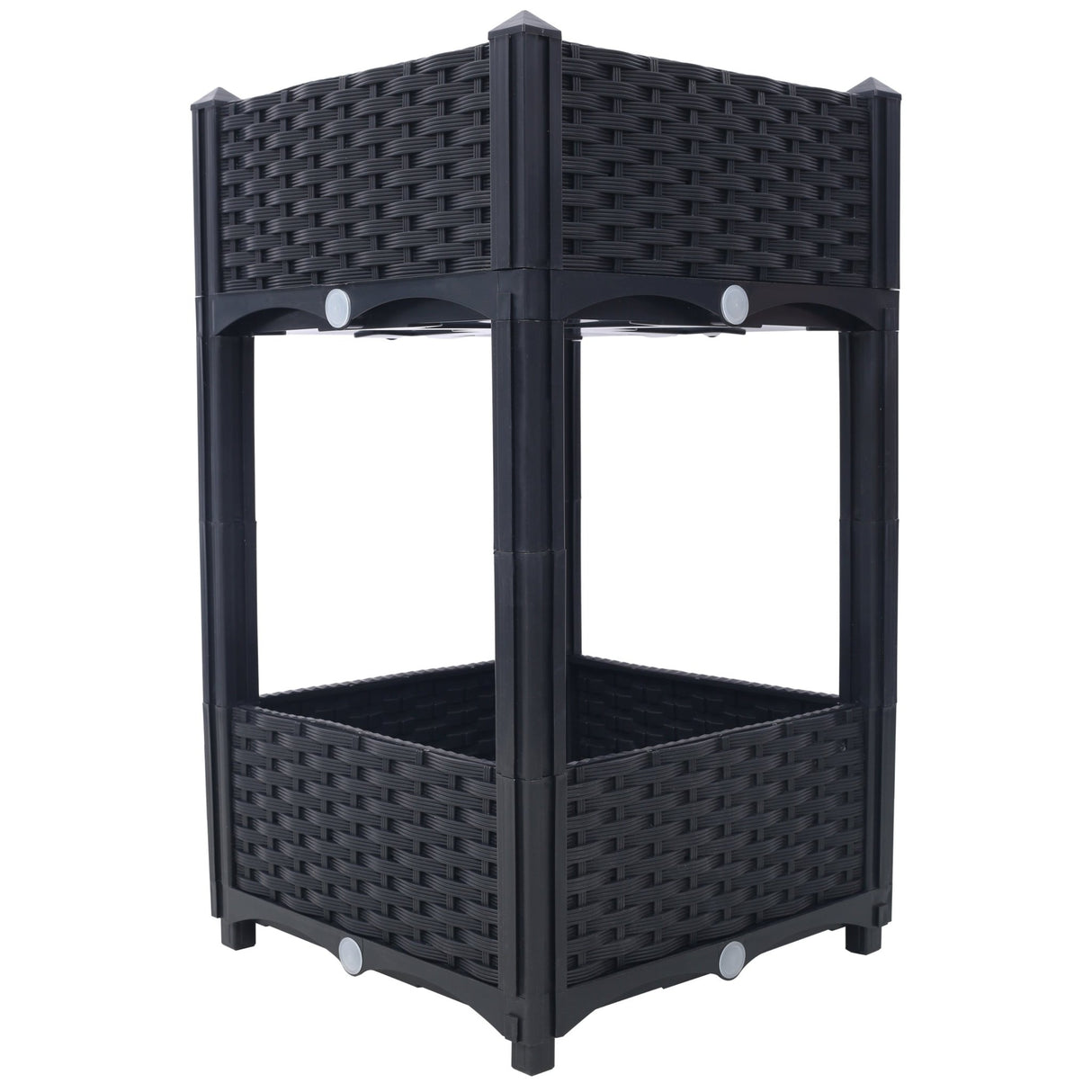 15.7"x15.7"x27.7" Elevated Planter Garden Box with Drainage Plug Raised Beds for Vegetable/Flower/Herb Outdoor Standing Gardening Kit - Black - Fab Heavy Parts