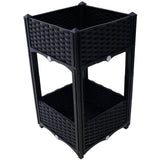 15.7"x15.7"x27.7" Elevated Planter Garden Box with Drainage Plug Raised Beds for Vegetable/Flower/Herb Outdoor Standing Gardening Kit - Black - Fab Heavy Parts
