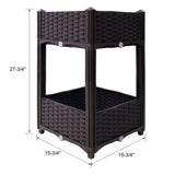 15.7"x15.7"x27.7" Elevated Planter Garden Box with Drainage Plug Raised Beds for Vegetable/Flower/Herb Outdoor Standing Gardening Kit - Brown - Fab Heavy Parts