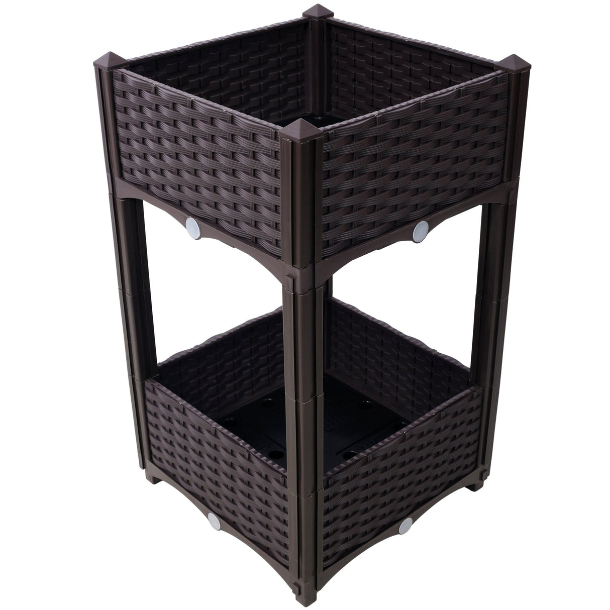 15.7"x15.7"x27.7" Elevated Planter Garden Box with Drainage Plug Raised Beds for Vegetable/Flower/Herb Outdoor Standing Gardening Kit - Brown - Fab Heavy Parts