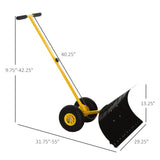 Snow Shovel with Wheels Cushioned Adjustable Angle Handle Removal Tool 29" Blade 10" Wheels--Yellow