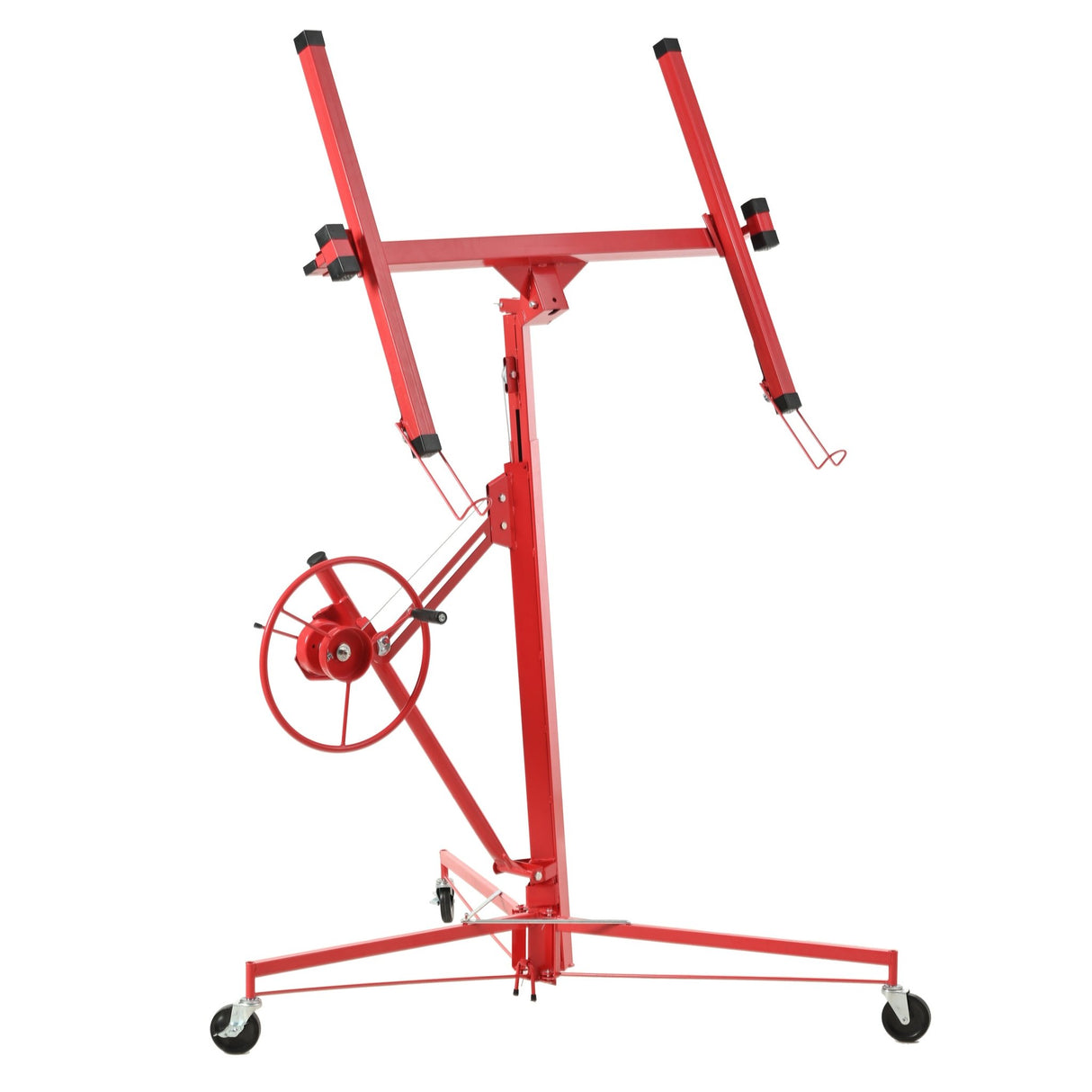 16 FT Drywall Lift Panel Hoist Jack Lifter with Caster Wheels and Telescopic Arm - Red - Fab Heavy Parts