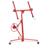 16 FT Drywall Lift Panel Hoist Jack Lifter with Caster Wheels and Telescopic Arm - Red - Fab Heavy Parts