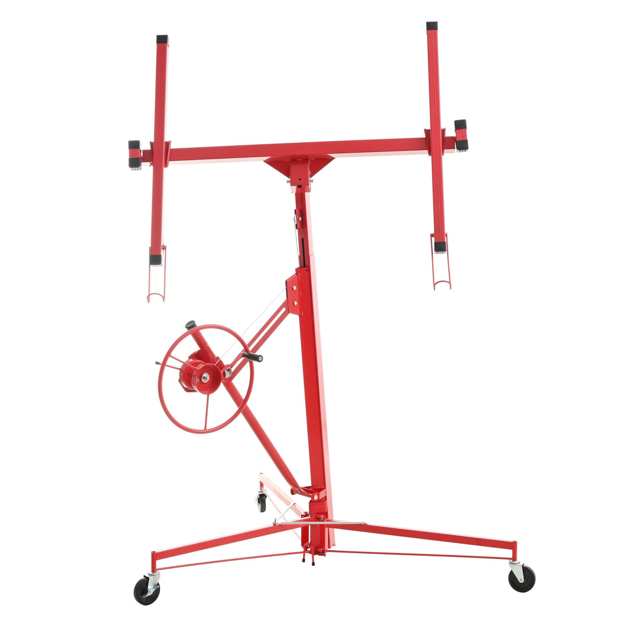 16 FT Drywall Lift Panel Hoist Jack Lifter with Caster Wheels and Telescopic Arm - Red - Fab Heavy Parts